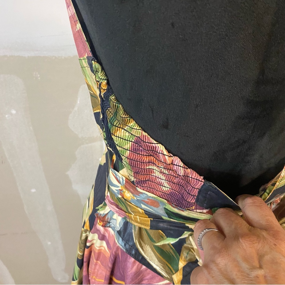 Neiman Marcus Tropical Floral Maxi Dress Halter MIDI Pockets Button Down A line - Picture 11 of 15